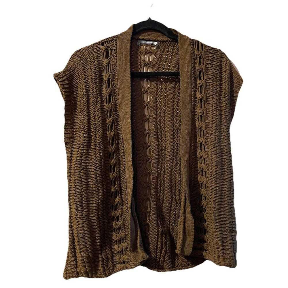 SW4 Anthropologie Sweater Womens Medium Brown Open Weave Sleeveless Artsy Boho
